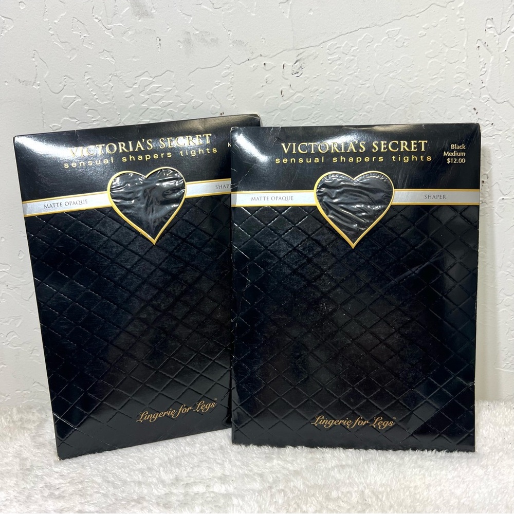 Vintage Victoria’s Secret Dead Stock Black Opaque Tights Size M Lot of 2
